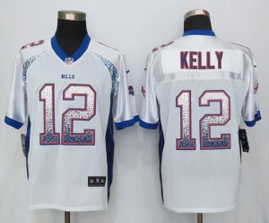 New Nike Buffalo Bills #12 Kelly White Jerseys(Drift Fashion Elite)