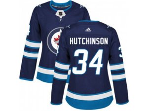 Women Adidas Winnipeg Jets #34 Michael Hutchinson Navy Blue Home Authentic Stitched NHL Jersey