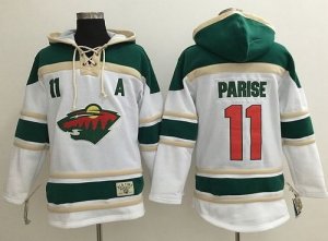 Minnesota Wild #11 Zach Parise White Sawyer Hooded Sweatshirt Stitched NHL Jersey