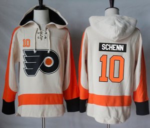 Mens Philadelphia Flyers #10 Brayden Schenn Cream Sawyer Hooded Sweatshirt Stitched NHL Jersey