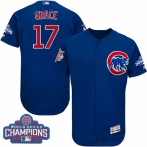 Mens Majestic Chicago Cubs #17 Mark Grace Royal Blue 2016 World Series Champions Flexbase Authentic Collection MLB Jersey