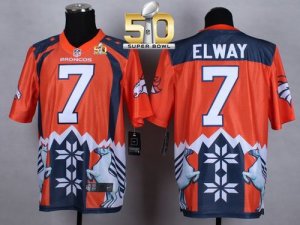 Nike Denver Broncos #7 John Elway Orange Super Bowl 50 Men Stitched NFL Elite Noble Fashion Jersey