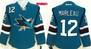 Women NHL San Jose Sharks #12 Patrick Marleau blue jerseys