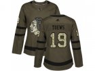 Women Adidas Chicago Blackhawks #19 Jonathan Toews Green Salute to Service Stitched NHL Jersey