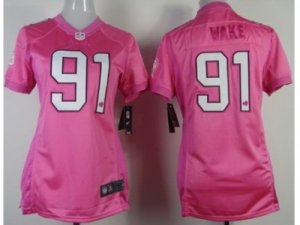 Nike Women Miami Dolphins #91 Cameron Wake Pink Love Jerseys