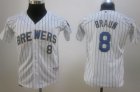 mlb Youth Milwaukee Brewers #8 Braun White(Blue Stripes)