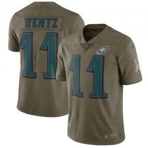 NIke Eagles #11 Carson Wentz Olive Salute To Service Limited Jersey