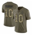 Men's Nike Chicago Bears #10 Mitchell Trubisky Limited Olive Camo Salute to Service NFL Jersey