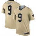 Nike Saints #9 Drew Brees Cream Inverted Legend Jersey