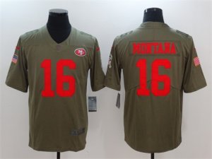 Nike 49ers #16 Joe Montana Olive Salute To Service Limited Jersey