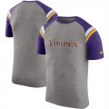 Minnesota Vikings Enzyme Shoulder Stripe Raglan T-Shirt Heathered Gray