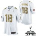 Nike Denver Broncos #18 Peyton Manning White Super Bowl XLVIII NFL Limited Salute to Service Jersey