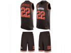 Mens Nike Cleveland Browns #22 Jabrill Peppers Limited Brown Tank Top Suit NFL Jersey