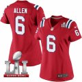 Womens Nike New England Patriots #6 Ryan Allen Elite Red Alternate Super Bowl LI 51 NFL Jersey