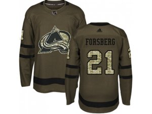 Youth Adidas Colorado Avalanche #21 Peter Forsberg Green Salute to Service Stitched NHL Jersey