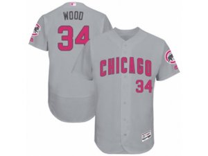Chicago Cubs #34 Kerry Wood Grey Mother\'s Day Flexbase Authentic Collection MLB Jersey