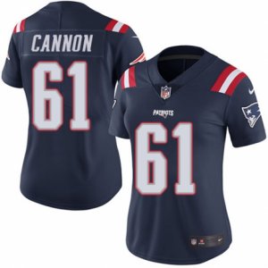 Women\'s Nike New England Patriots #61 Marcus Cannon Limited Navy Blue Rush NFL Jersey