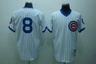 mlb chicago cubs #8 dawson m&n white(blue strip)