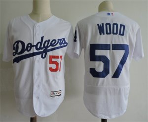 Dodgers #57 Alex Wood White Flexbase Jersey