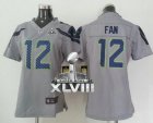 Nike Seattle Seahawks #12 Fan Grey Alternate Super Bowl XLVIII Women NFL Elite Jersey