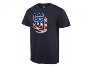 Mens San Diego Padres USA Flag Fashion T-Shirt Navy Blue