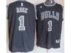 NBA Chicago Bulls #1 Derrick Rose Black White Fashion(Revolution 30 Swingman)