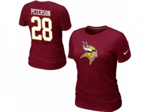 Women Nike Minnesota Vikings #28 Adrian Peterson Name & Number T-Shirt Red