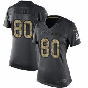 Women\'s Nike Atlanta Falcons #80 Levine Toilolo Limited Black 2016 Salute to Service NFL Jersey