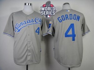 Kansas City Royals #4 Alex Gordon Grey Cool Base W 2015 World Series Patch Stitched MLB Jersey