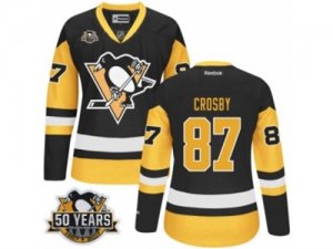 Womens Reebok Pittsburgh Penguins #87 Sidney Crosby Authentic BlackGold Third 50th Anniversary Patch NHL Jersey