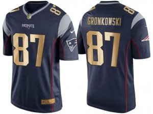 Nike New England Patriots #87 Rob Gronkowski 2016 Christmas Navy Blue Mens NFL Game Golden Edition Jersey