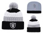 Raiders Fresh Logo Black Cuffed Pom Knit Hat YD