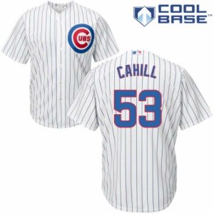 Men\'s Majestic Chicago Cubs #53 Trevor Cahill Authentic White Home Cool Base MLB Jersey