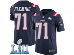 Men Nike New England Patriots #71 Cameron Fleming Limited Navy Blue Rush Vapor Untouchable Super Bowl LII NFL Jersey