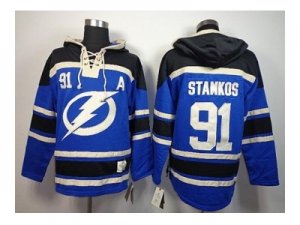 nhl jerseys tampa bay lightning #91 stamkos blue-black[pullover hooded sweatshirt][patch A]