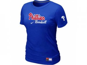 women Philadelphia Phillies Nike Blue Short Sleeve Practice T-Shirt