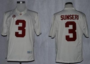 NCAA Alabama Crimson Tide #3 Vinnie Sunseri White 2016 College Football Playoff National Championship Jersey