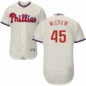 Men\'s Majestic Philadelphia Phillies #45 Tug McGraw Cream Flexbase Authentic Collection MLB Jersey