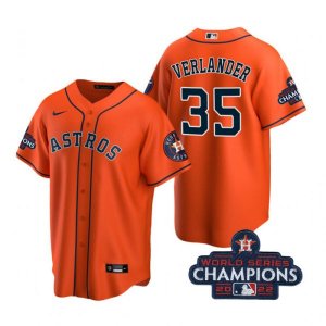 Astros #35 Justin Verlander Orange 2022 World Series Champions Cool Base Jersey