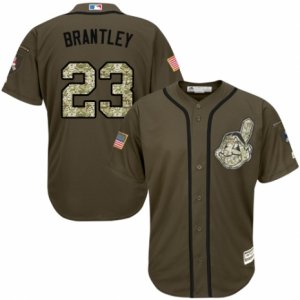 Men\'s Majestic Cleveland Indians #23 Michael Brantley Authentic Green Salute to Service MLB Jersey