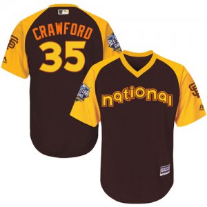 Youth Majestic San Francisco Giants #35 Brandon Crawford Authentic Brown 2016 All-Star National League BP Cool Base MLB Jersey