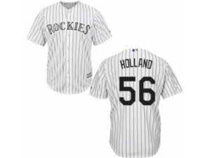 Youth Colorado Rockies #56 Greg Holland Authentic White Home Cool Base MLB Jersey