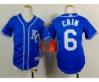 Youth mlb jerseys kansas city royals #6 cain blue[2014 new]