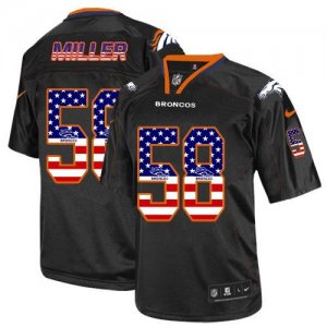 Nike Denver Broncos #58 Von Miller Black Men Stitched NFL Elite USA Flag Fashion Jersey