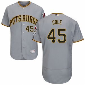 Men\'s Majestic Pittsburgh Pirates #45 Gerrit Cole Grey Flexbase Authentic Collection MLB Jersey