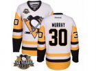 Youth Reebok Pittsburgh Penguins #30 Matt Murray Authentic White Away 50th Anniversary Patch NHL Jersey