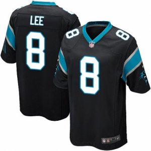 Mens Nike Carolina Panthers #8 Andy Lee Game Black Team Color NFL Jersey