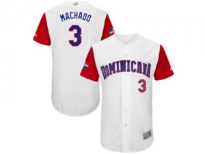 Mens Dominican Republic Baseball #3 Manny Machado Majestic White 2017 World Baseball Classic Authentic Jersey