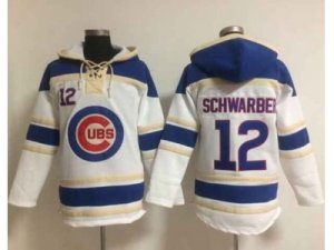 MLB Chicago Cubs #12 Kyle Schwarber White Sawyer Hooded Sweatshirt Hoodie