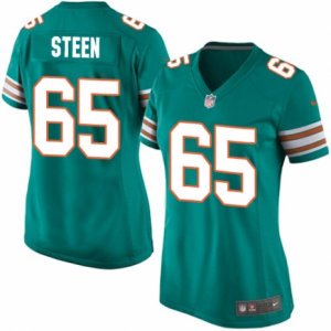 Women\'s Nike Miami Dolphins #65 Anthony Steen Limited Aqua Green Alternate NFL Jersey